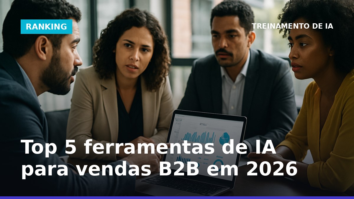 Equipe de vendas B2B analisando ferramentas de IA para automação comercial em escritório brasileiro.