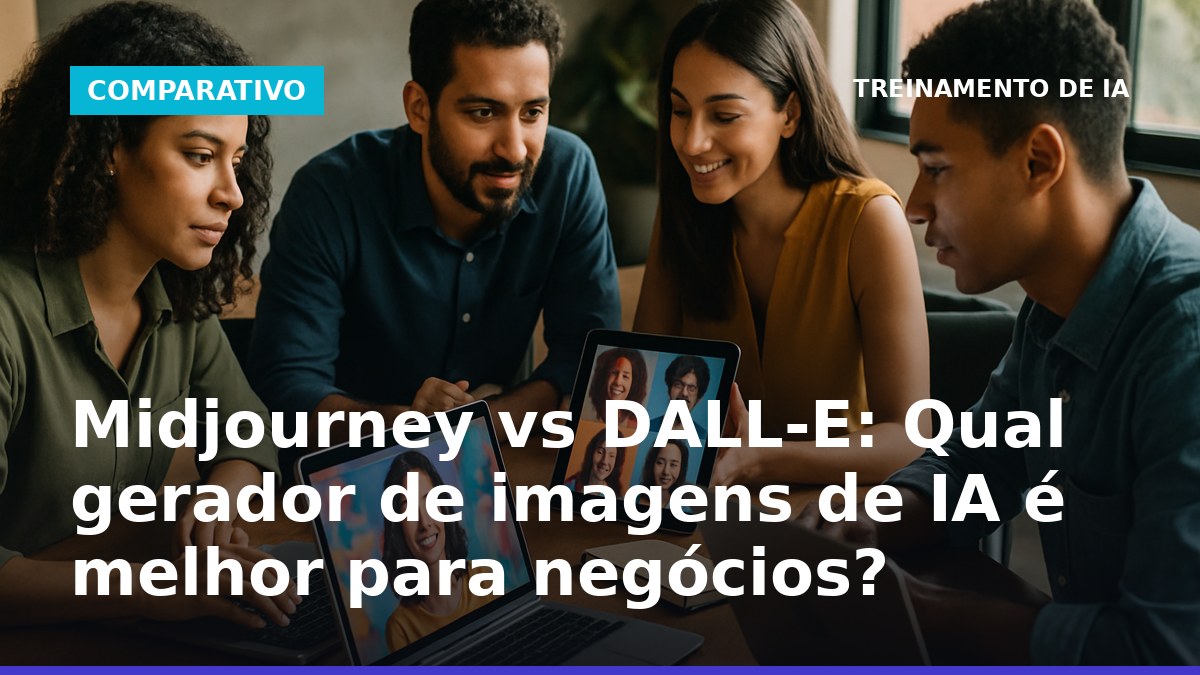 Equipe de marketing brasileira avaliando imagens criadas por IA em laptops