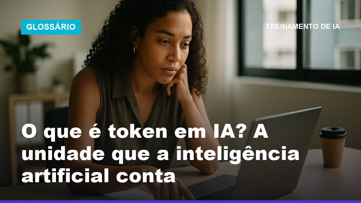 Profissional brasileiro observa na tela como um texto é dividido em tokens por um modelo de IA