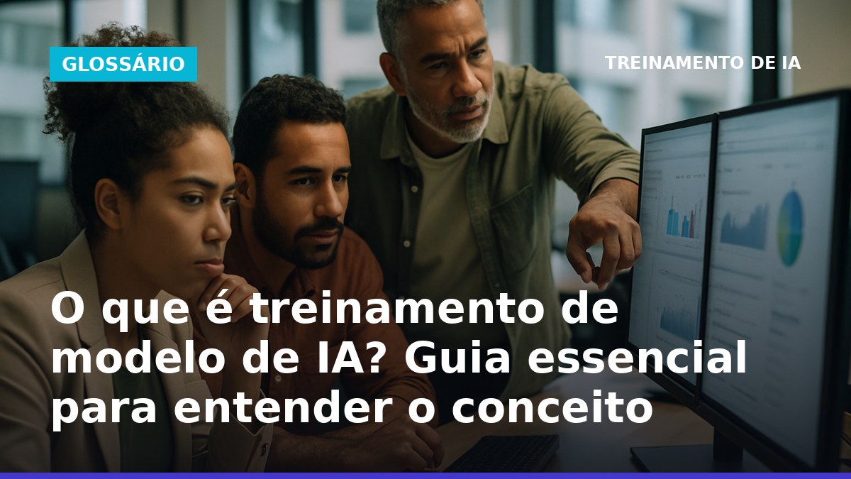 Profissionais analisando dados para treinamento de modelo de IA em escritório brasileiro