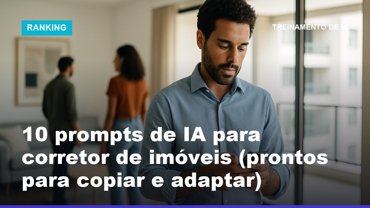 Corretor de imóveis usando prompts de IA no celular para responder cliente durante visita a apartamento